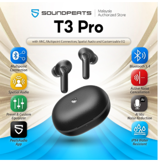 Capturemh Soundpeats T3 Pro Wireless TWS Earbuds With ANC (6 Months Dealer Warranty)