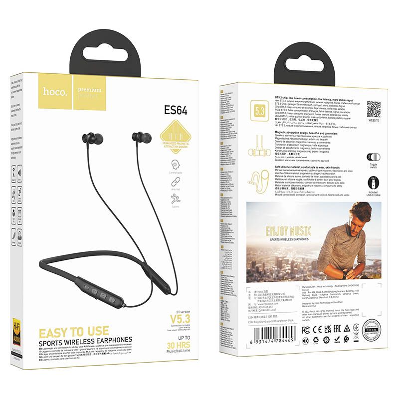 xr:d:DAFs9Sbz3Ow:560,j:1930194661399937114,t:23090801 Hoco ES64 Sports Bluetooth Wireless Neckband Earphone