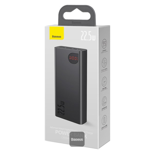 1688363978 Baseus 20000mah Adaman Metal Fast Charging Power Bank Black (22.5W)