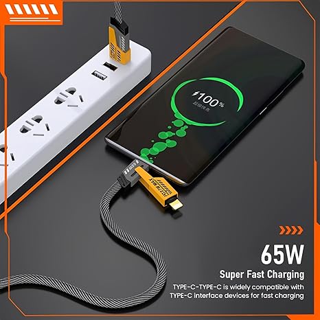 718XzTRk8oL._SX466_ Multi USB Charging Cable 4 in 1, 1.2M Fast Charging Cable with USB A/USB C 65W Type-C and 27W PD Fast Charging Data Transfer Cable Compatible with All Phones