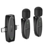 Hoco L15 Type C & Lightning Dual Mic Lavalier Wireless Microphone Black