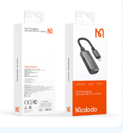 Mcdodo 2 in 1 USB Lightning OTG Adapter (CA-2690) for i-14 13 12 11 Pro Max Charge Data Transfer Converter U Disk Mouse