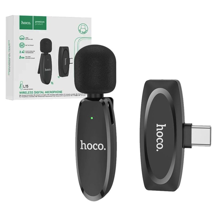 Hoco L15 Type-C Wireless Lavalier Digital Microphone(Black)
