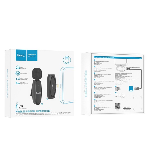 l15 ip Hoco L15 Lightning Lavalier Wireless Microphone For iPhone
