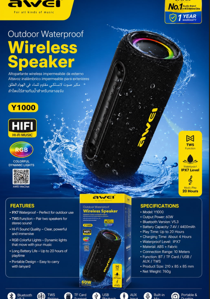Awei Y1000 Stereo Sound Wireless Speaker