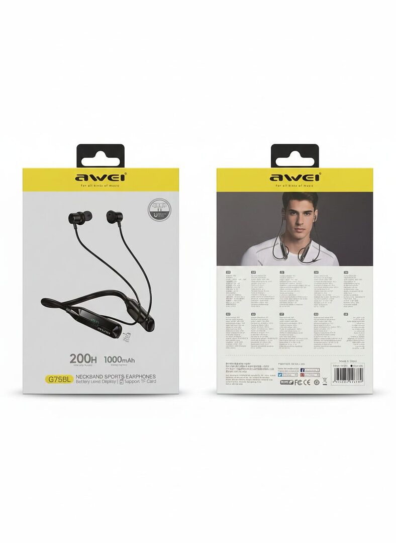 176942996718.Awei-G75BL-Sports-Neckband-With-Display-scaled Awei G75BL 200Hour With Display Neckband Sports Earphones