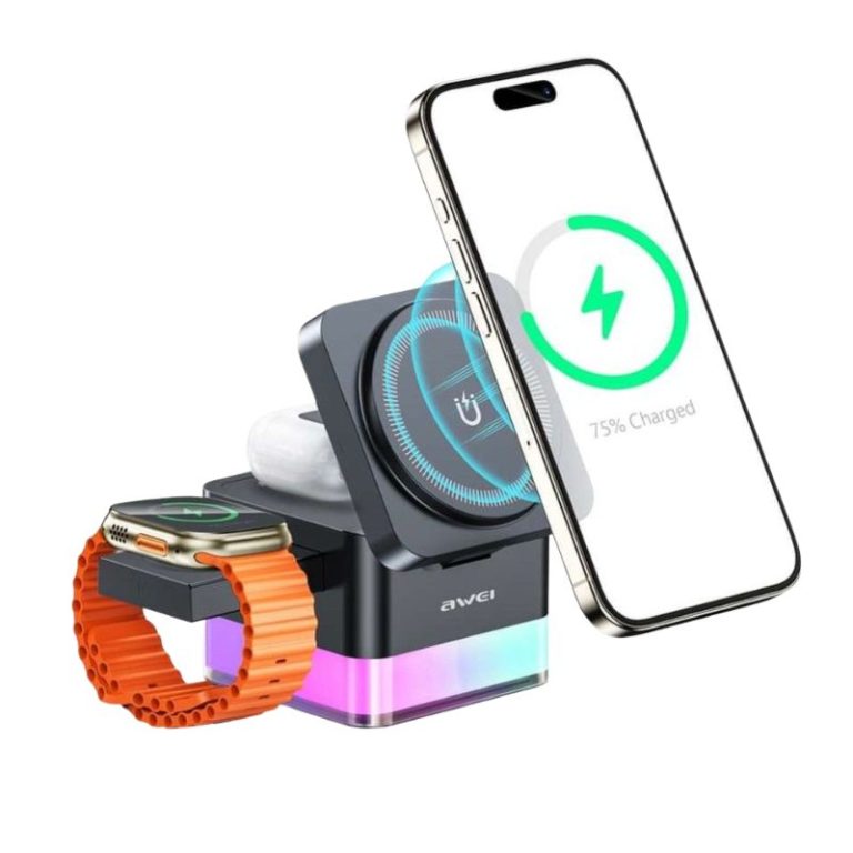 Awei W25 3-in-1 Desktop Magnetic Wireless Charger