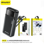 Awei PA-93 20000mAh 22.5W Power Bank with Built in Cables